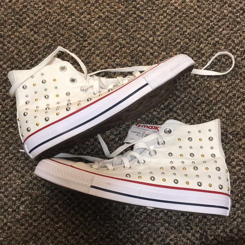 White Studded High Top Converse